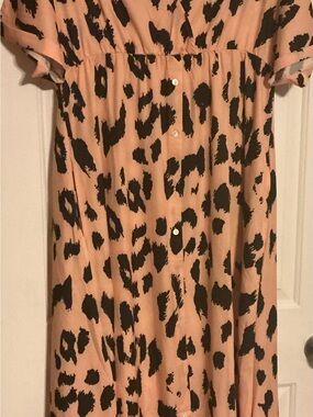 Girls Pink and Black Leopard Print Button-Front Dress